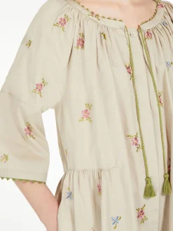 Embroidered poplin dress