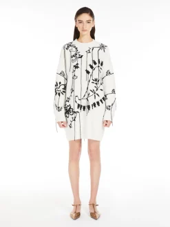 Embroidered wool and cashmere dress