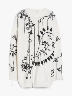 Embroidered wool and cashmere dress
