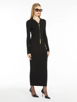 Fitted dress in wool and lurex