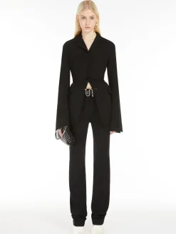 Fitted trousers in crêpe jersey