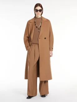 Flannel wide-leg trousers