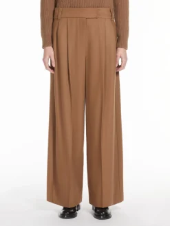Flannel wide-leg trousers