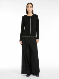 Flannel wide-leg trousers