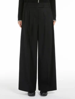 Flannel wide-leg trousers
