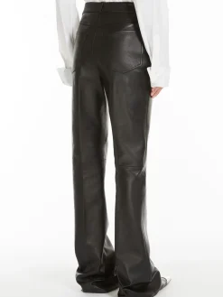 Flared 5-pocket Nappa leather trousers