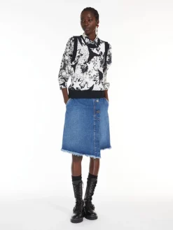 Flared printed silk shirt