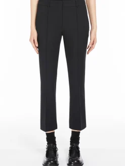 Flared stretch cotton trousers