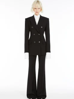 Flared stretch wool trousers