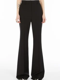 Flared stretch wool trousers