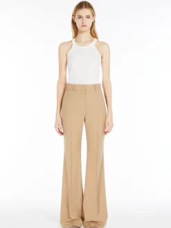 Flared stretch wool trousers