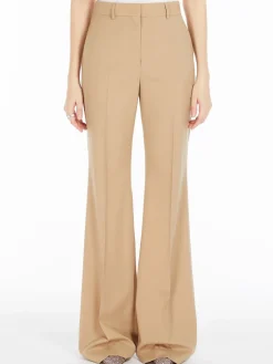 Flared stretch wool trousers