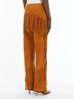 Flared suede trousers