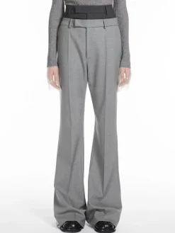 Flared trousers with a branded double belt