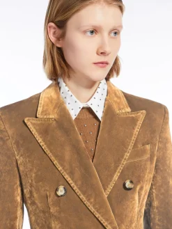 Flocked denim blazer
