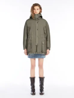 Gabardine and technical fabric parka