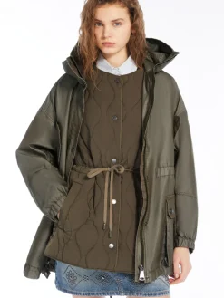 Gabardine and technical fabric parka
