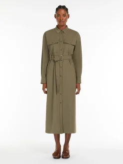 Gabardine wool shirt dress