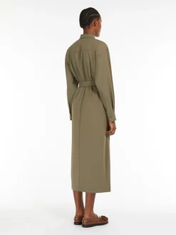 Gabardine wool shirt dress