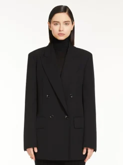 Gabardine wool straight blazer