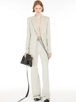 High-waisted scuba jersey trousers