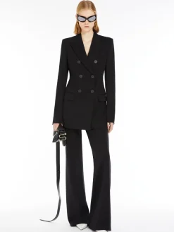 High-waisted scuba jersey trousers