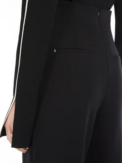 High-waisted scuba jersey trousers