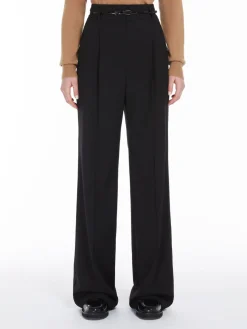 High-waisted wool trousers