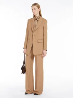 High-waisted wool trousers