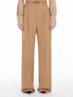 High-waisted wool trousers