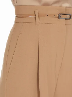 High-waisted wool trousers