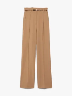 High-waisted wool trousers