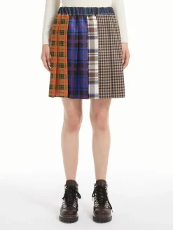 Houndstooth wool and cotton mini skirt