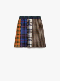 Houndstooth wool and cotton mini skirt