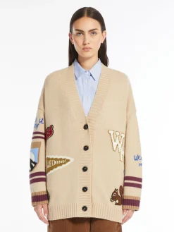 Inlay-detail wool cardigan