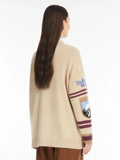 Inlay-detail wool cardigan