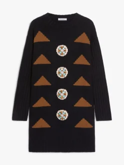 Intarsia wool and cashmere dress