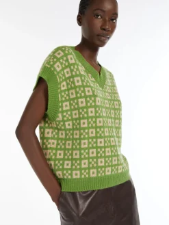 Jacquard alpaca and wool gilet