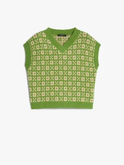 Jacquard alpaca and wool gilet
