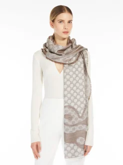Jacquard silk and wool stole