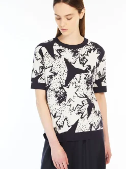 Jacquard viscose yarn T-shirt