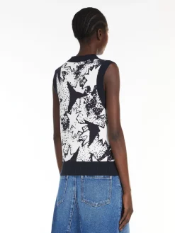 Jacquard viscose-knit top