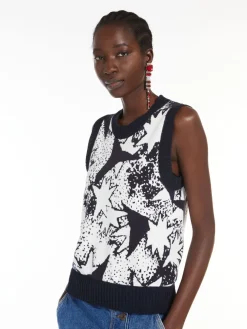 Jacquard viscose-knit top