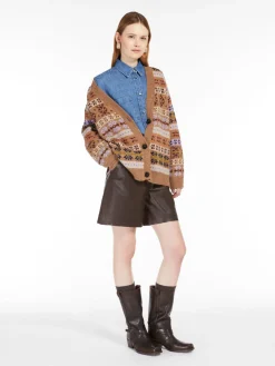 Jacquard wool and alpaca cardigan