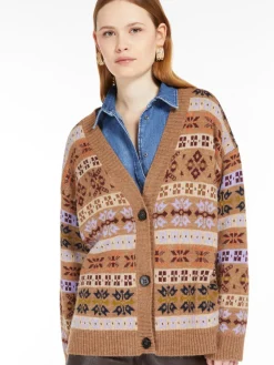 Jacquard wool and alpaca cardigan