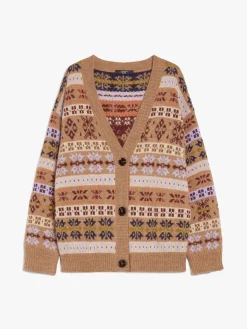 Jacquard wool and alpaca cardigan