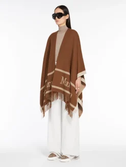 Jacquard wool poncho