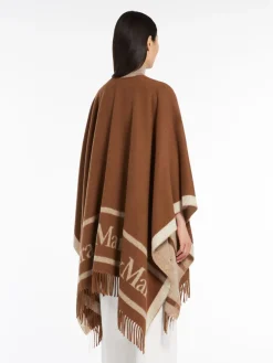 Jacquard wool poncho