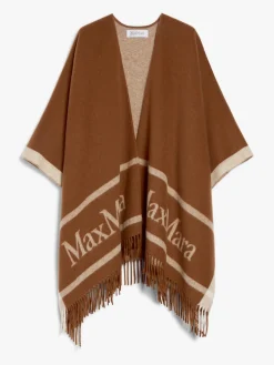 Jacquard wool poncho