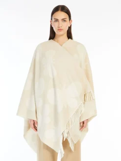 Jacquard wool poncho